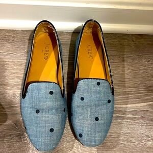 Jcrew 7 polka dot chambray loafers